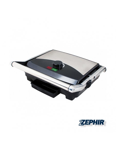 Bistecchiera elettrica con piastre antiaderenti e termostato regolabile Zephir ZHC655, 2000W, Maniglia e struttura in acciaio